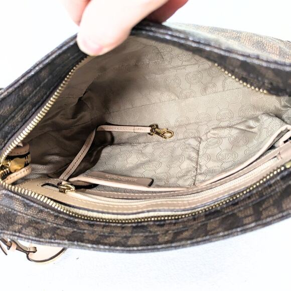 Michael Kors Large Logo Coated Canvas Jet Set Travel Messenger Crossbody Bag - Picture 5 of 6